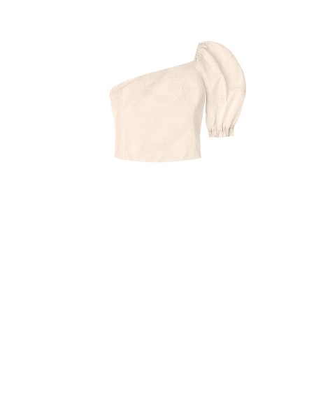 Crop top asymétrique en satin jacquard Rinascimento