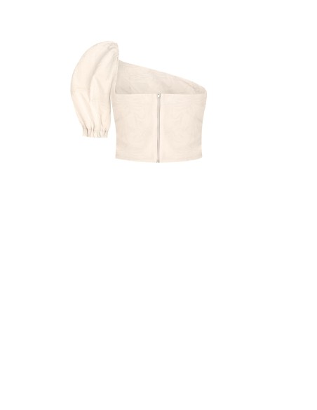 Crop top asymétrique en satin jacquard Rinascimento