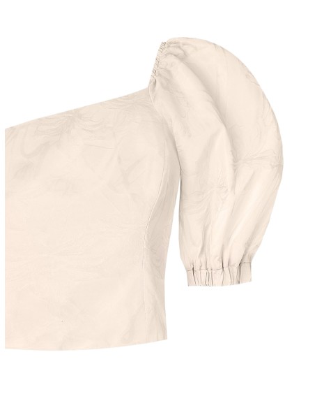 Crop top asymétrique en satin jacquard Rinascimento