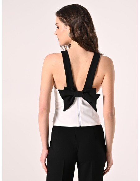 Strakke crop top van technische stof met strik aan de achterkant Rinascimento