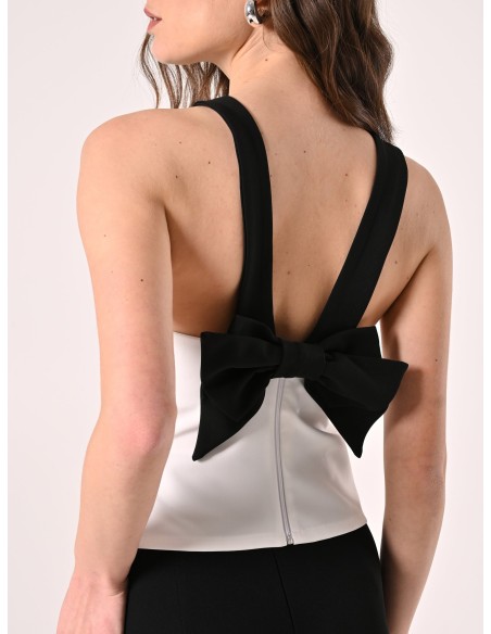 Strakke crop top van technische stof met strik aan de achterkant Rinascimento