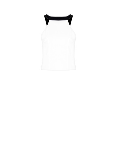 Crop-top ajusté en tissu technique avec nœud au dos Rinascimento