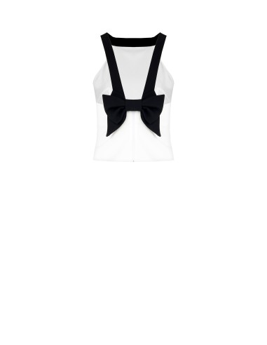 Crop-top ajusté en tissu technique avec nœud au dos Rinascimento