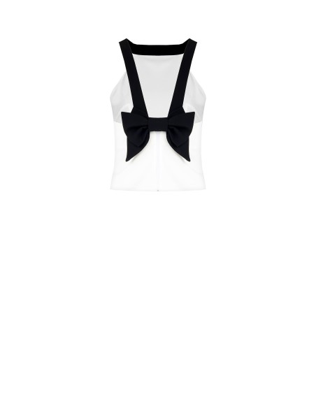 Strakke crop top van technische stof met strik aan de achterkant Rinascimento