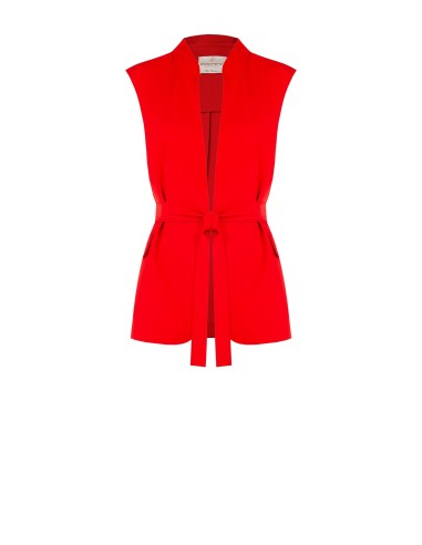 Veste blazer ouverte sans manches en tissu fluide avec ceinture assortie Rinascimento