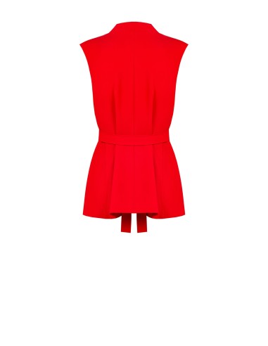 Veste blazer ouverte sans manches en tissu fluide avec ceinture assortie Rinascimento