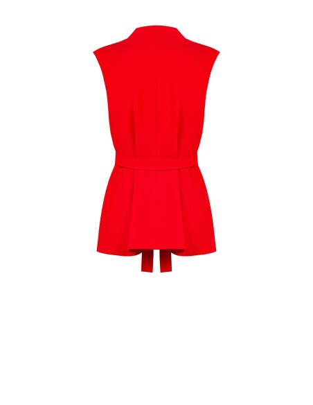 Veste blazer ouverte sans manches en tissu fluide avec ceinture assortie Rinascimento