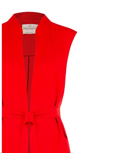 Veste blazer ouverte sans manches en tissu fluide avec ceinture assortie Rinascimento