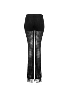 Pantalon évasé en maille ajourée et à franges avec short intégré Rinascimento 2