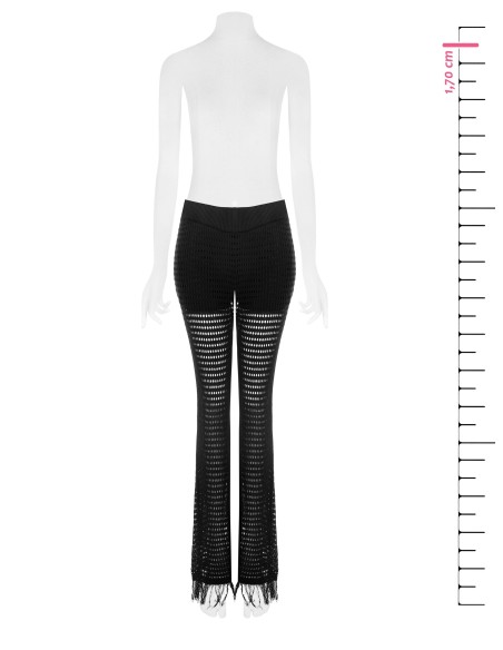 Pantalon évasé en maille ajourée et à franges avec short intégré Rinascimento
