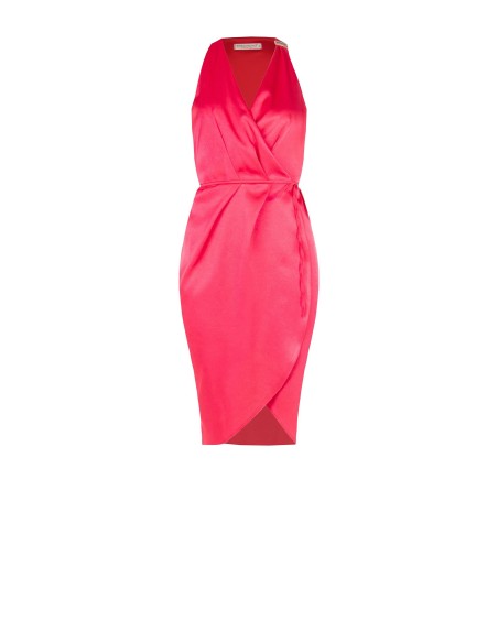 Robe courte portefeuille en satin légèrement froissé Rinascimento
