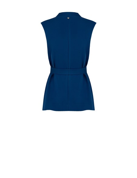 Veste blazer ouverte sans manches en tissu fluide avec ceinture assortie Rinascimento