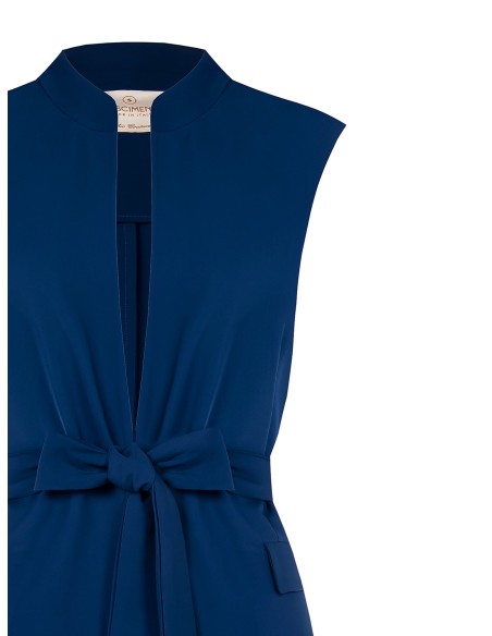 Veste blazer ouverte sans manches en tissu fluide avec ceinture assortie Rinascimento