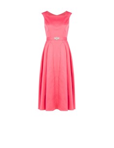 Robe midi évasée en mélange de coton avec ceinture bijou assortie Rinascimento