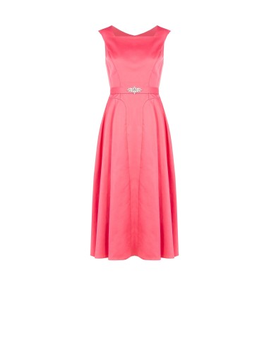 Robe midi évasée en mélange de coton avec ceinture bijou assortie Rinascimento