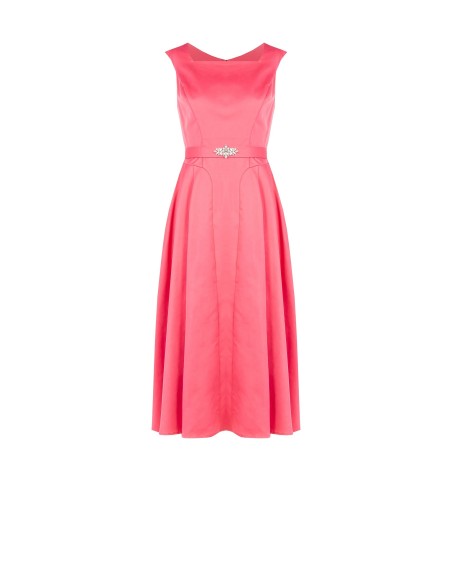 Midi-jurk met klokkende rok van katoenmix en bijpassende sieradengordel van Rinascimento