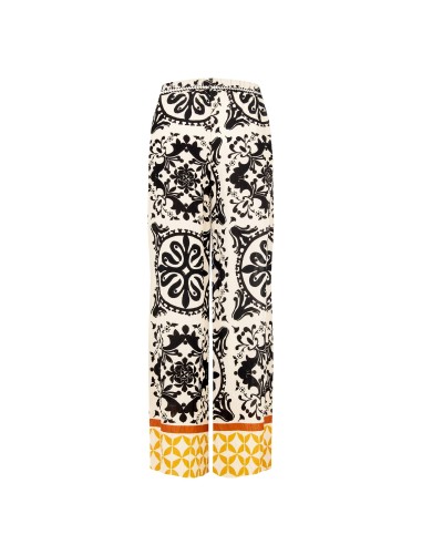 Pantalon large en viscose effet froissé avec ceinture assortie et élastique au dos Rinascimento