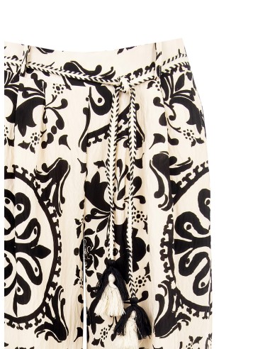 Pantalon large en viscose effet froissé avec ceinture assortie et élastique au dos Rinascimento