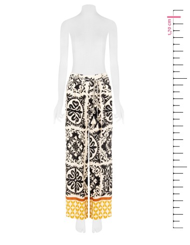 Pantalon large en viscose effet froissé avec ceinture assortie et élastique au dos Rinascimento