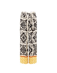 Pantalon large en viscose effet froissé avec ceinture assortie et élastique au dos Rinascimento