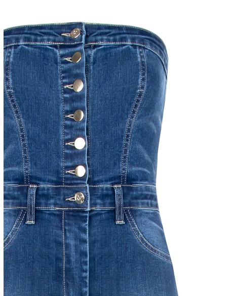 Denim jumpsuit met wijde pijpen van Rinascimento