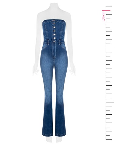 Combinaison intégrale évasée en denim Rinascimento