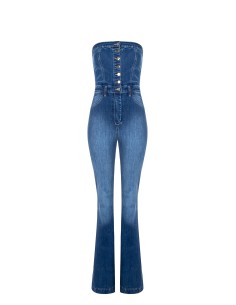 Denim jumpsuit met wijde pijpen van Rinascimento