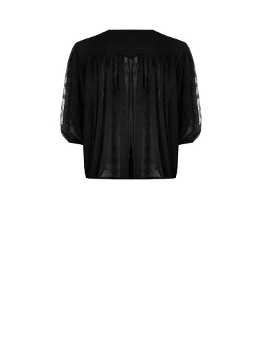 Blouse courte et ample en georgette brodée de fleurs Rinascimento