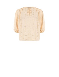 Blouse courte et ample en georgette brodée de fleurs Rinascimento