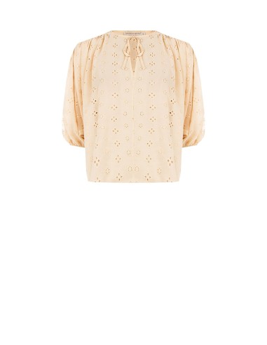 Blouse courte et ample en georgette brodée de fleurs Rinascimento