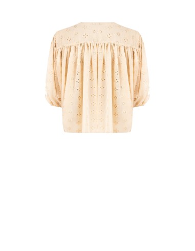 Blouse courte et ample en georgette brodée de fleurs Rinascimento