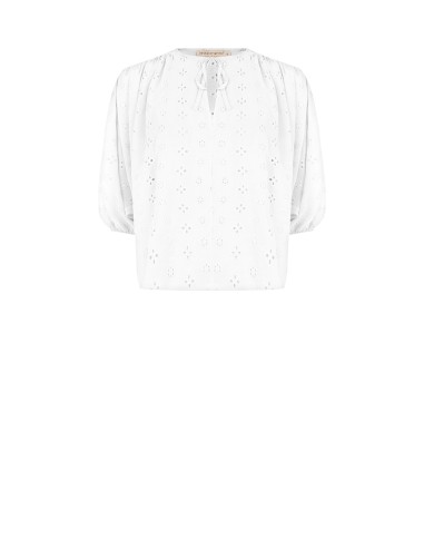 Korte en wijde blouse van geborduurde georgette met bloemenmotief Rinascimento
