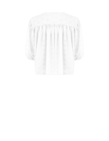 Blouse courte et ample en georgette brodée de fleurs Rinascimento