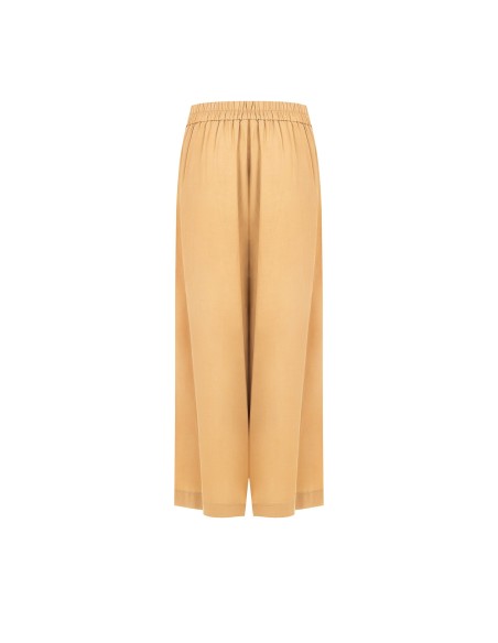 Pantalon palazzo extra-large en mélange de viscose et de lin, avec poches et élastique au dos Rinascimento