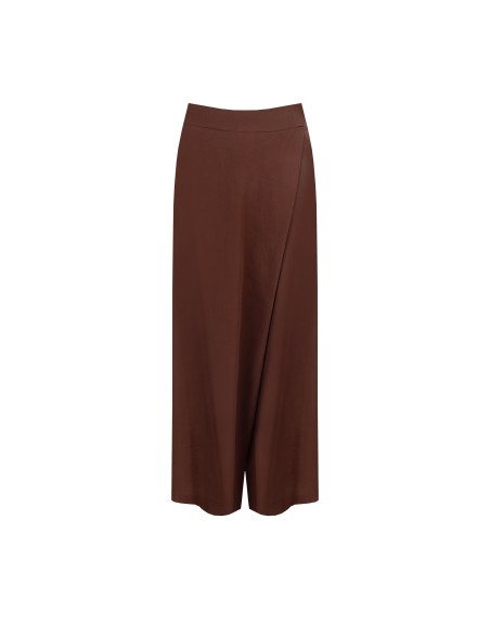 Pantalon palazzo extra-large en mélange de viscose et de lin, avec poches et élastique au dos Rinascimento