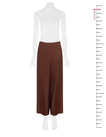 Pantalon palazzo extra-large en mélange de viscose et de lin, avec poches et élastique au dos Rinascimento