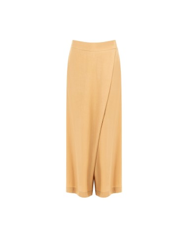 Pantalon palazzo extra-large en mélange de viscose et de lin, avec poches et élastique au dos Rinascimento