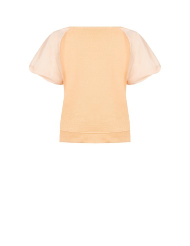 Oversized sweater van katoenmix met nylon pofmouwen Rinascimento