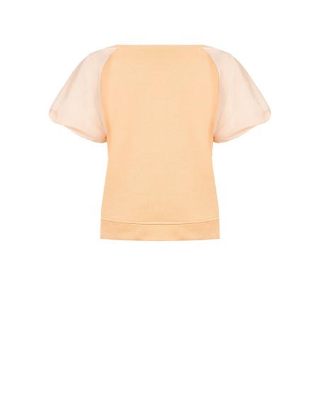 Sweat-shirt oversize en mélange de coton avec manches ballon en nylon Rinascimento