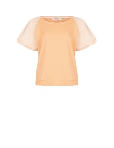Sweat-shirt oversize en mélange de coton avec manches ballon en nylon Rinascimento