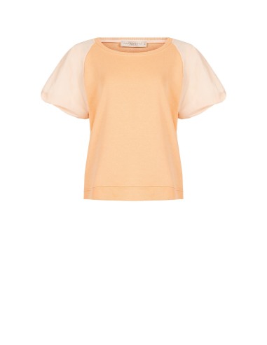 Oversized sweater van katoenmix met nylon pofmouwen Rinascimento