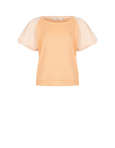 Oversized sweater van katoenmix met nylon pofmouwen Rinascimento