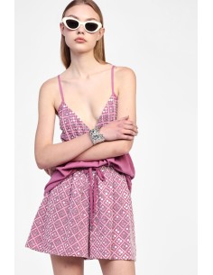 Shorts met motieven en een riem van Dixie