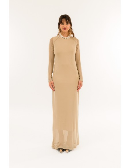 Robe longue à col rond Kontatto
