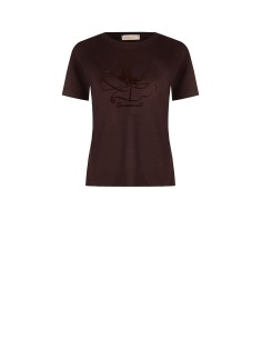 T-shirt regular en coton avec imprimé floral floqué Rinascimento