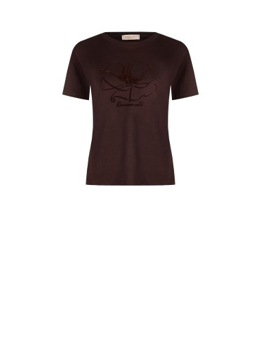 Regular T-shirt van katoen met flockprint van een bloem – Rinascimento