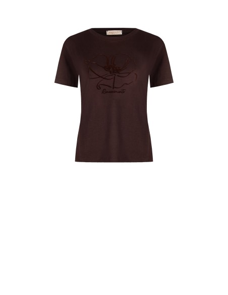 T-shirt regular en coton avec imprimé floral floqué Rinascimento
