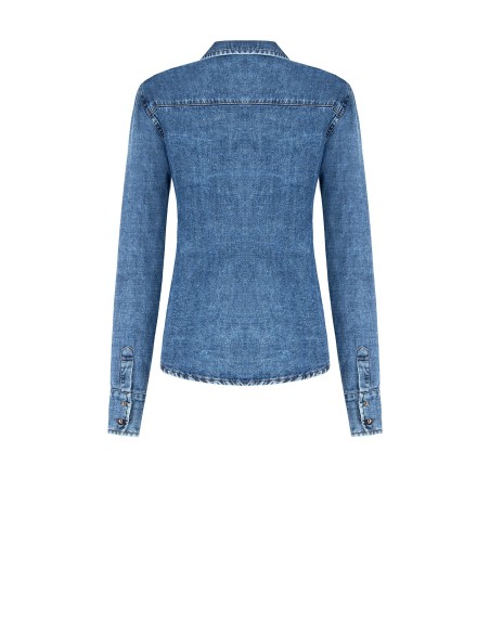 Chemisier ample en denim avec poches à rabat Rinascimento