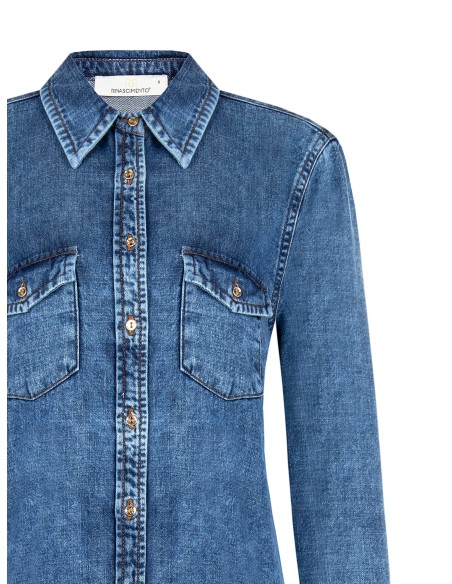 Chemisier ample en denim avec poches à rabat Rinascimento