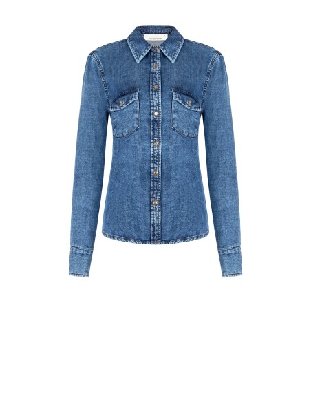 Chemisier ample en denim avec poches à rabat Rinascimento